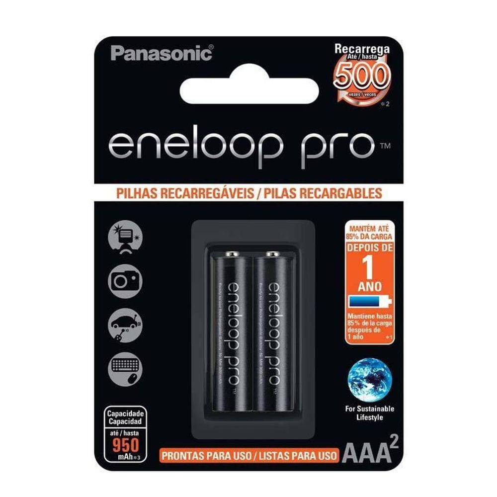 Pilha Recarregável Eneloop Pro Aaa2 Panasonic 02 Unidades - Pç / 2 [F108]