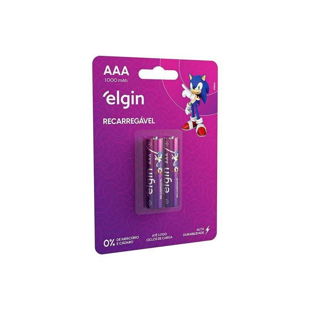 Pilha Recarregável Aaa 1000 Mah Elgin Com 02 Unidades [F108]