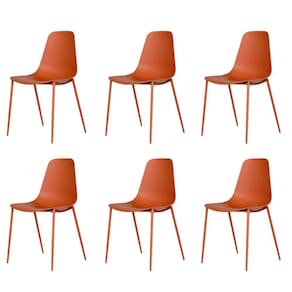 Kit 6 Cadeiras Miami Abi Fratini Polipropileno Cor Terracota Base em Aço com Pintura Epóxi Terracota