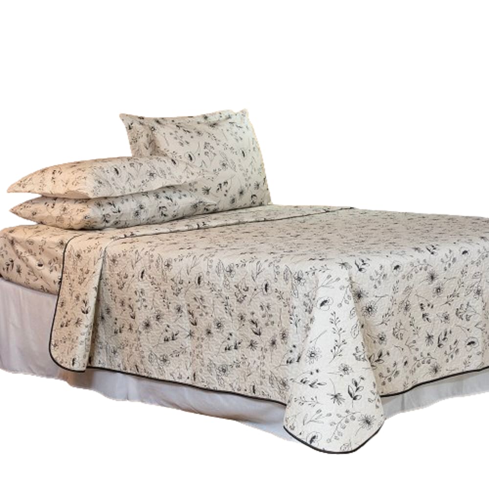 Cobre Leito Basic Solteiro 180 Fios 2 pçs Minimal Floral