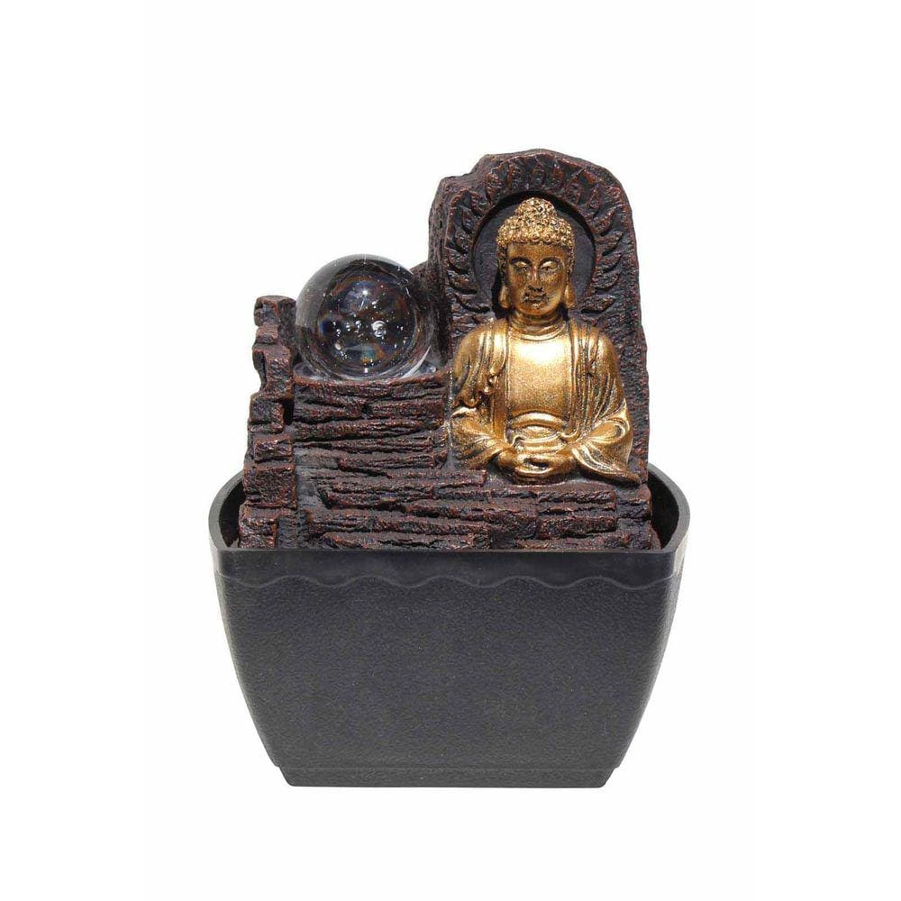Fonte De Água Com Luz De Led Buda Com 4 Leds Bivolt 18Cm