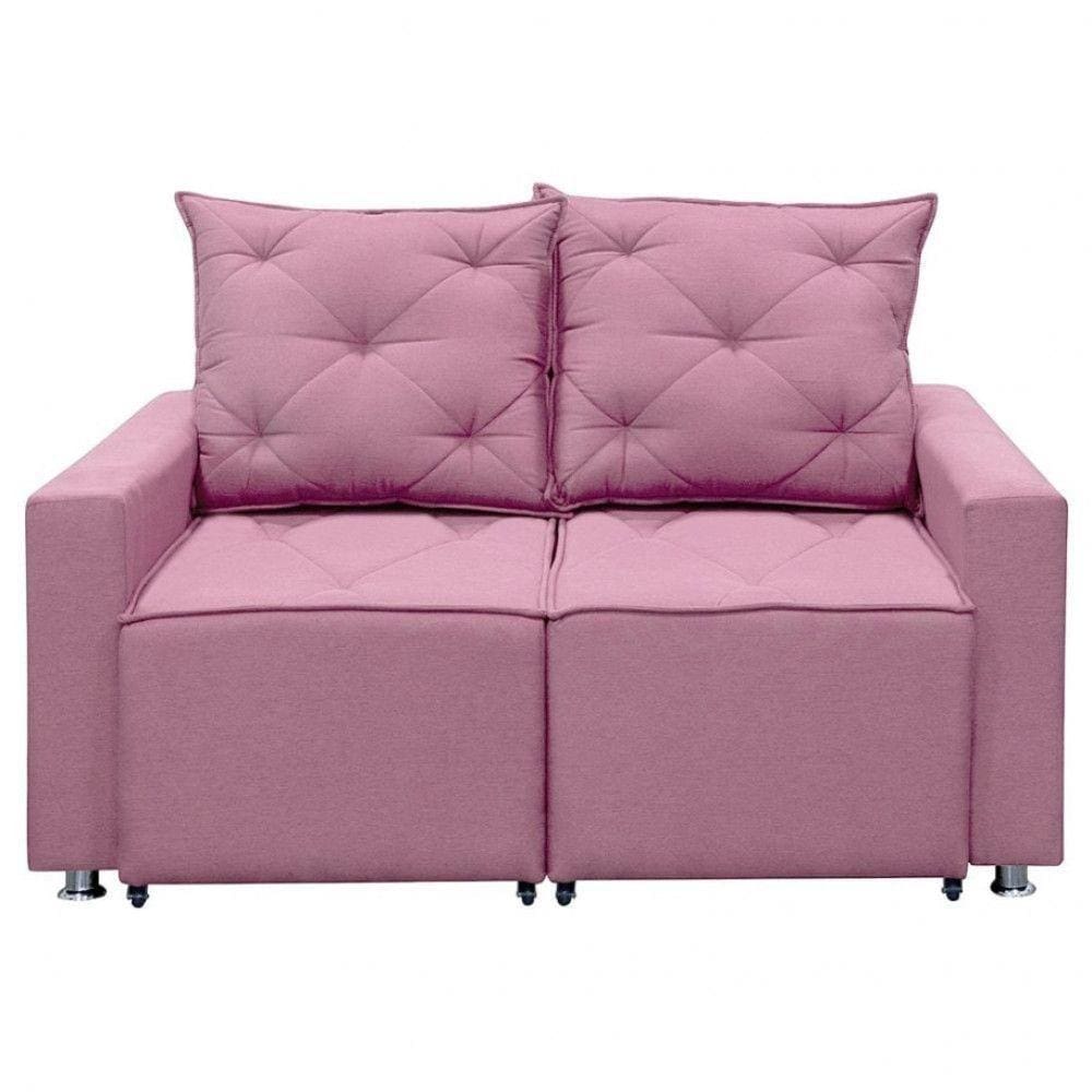 Sofá Retrátil 2 Lugares Bariloche 1.60cm Star Confort Rosa Linho