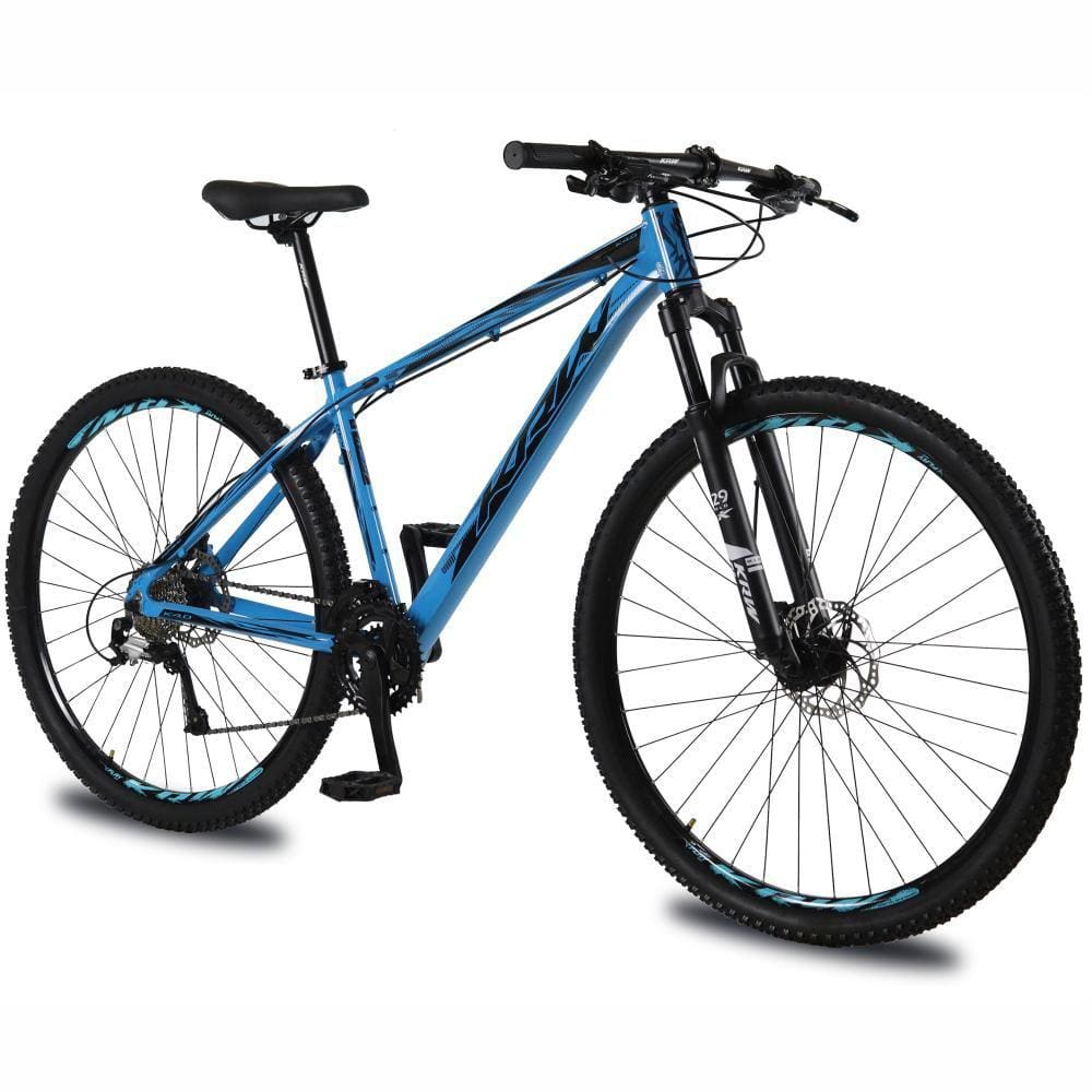 Bicicleta aro 29 KRW Alumínio 27 Vel Shimano Acera Freio Hidráulico Suspensão C/ Trava de ombro KR10
