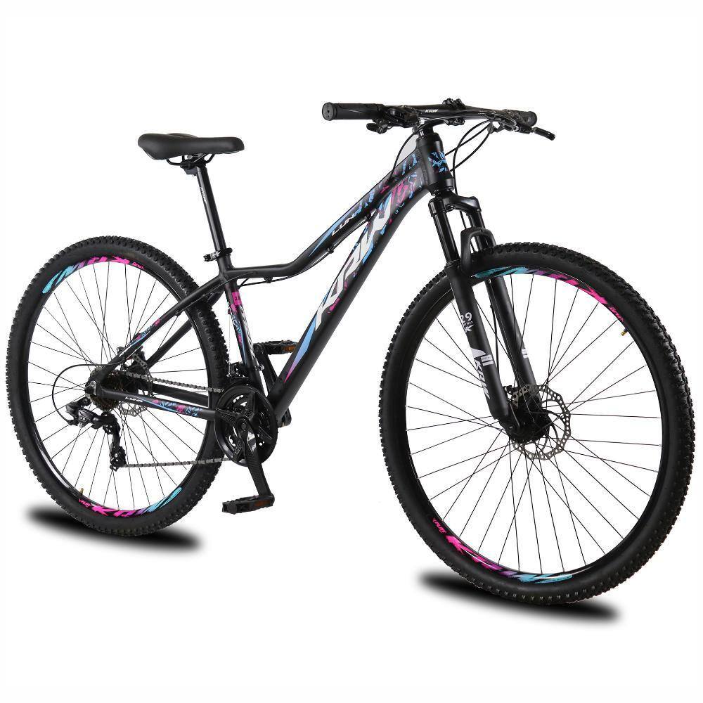 Bicicleta Krw Kr14 Aro 29 Susp. Dianteira 21 Marchas - Preto/rosa/azul