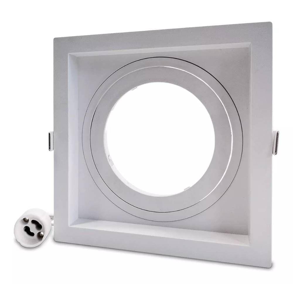 Spot Embutir Quadrado Recuado Poli 1XAR111 E27 Branco Decoração