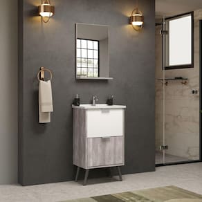 Conjunto de Móveis para Banheiro YAN 50 Branco/Barrique
