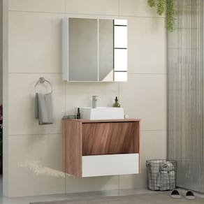 Conjunto de Móveis para Banheiro Cairo 60  Desarmado Branco/Nogal