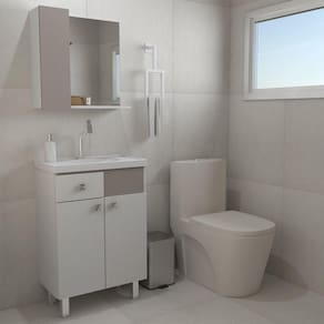 Kit Gabinete de Banheiro 60cm Vittoria Branco/Santiago