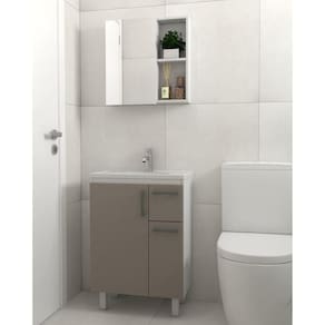 Kit Gabinete de Banheiro Gouda 60cm Venturi Branco/Santiago