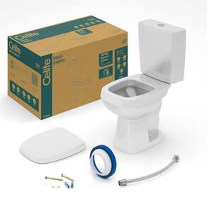 Kit de Bacia com Caixa Acoplada 3/6L e itens de instalação City Celite Cinza Prata