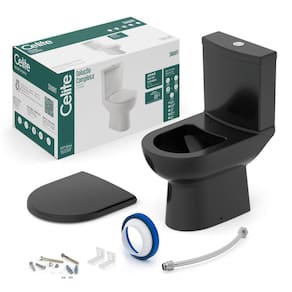 Kit de Bacia com Caixa Acoplada com Assento Termofixo e itens de instalação Smart Celite Preto