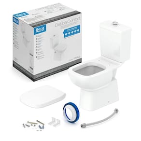 Kit de Bacia com Caixa Acoplada com Botão Elevado com Assento PP e itens de instalação Debba Confort Roca Branco