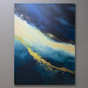 Quadro Abstrato Dourado E Azul Dourado e azul