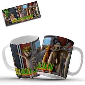 Caneca Personalizada Rei Julien Madagascar Em Cerâmica 325ml