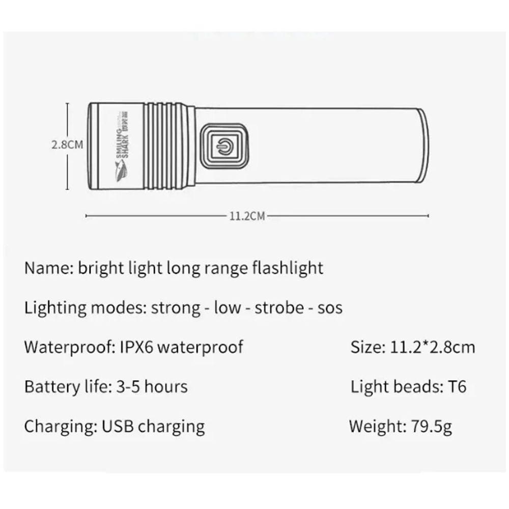 XM-L T6 Built-in Bateria LED USB Lanterna Recarregável