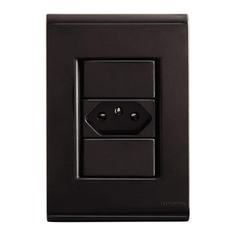 Tomada Liz Tramontina 2P+T 10A Com Placa 4X2 Grafite