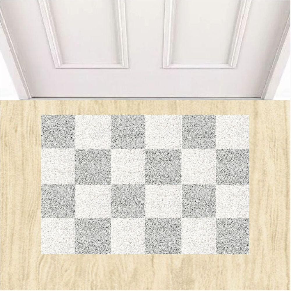 Tapete Capacho Vinil Tabuleiro de Xadrez Decorativo 60X40cm.