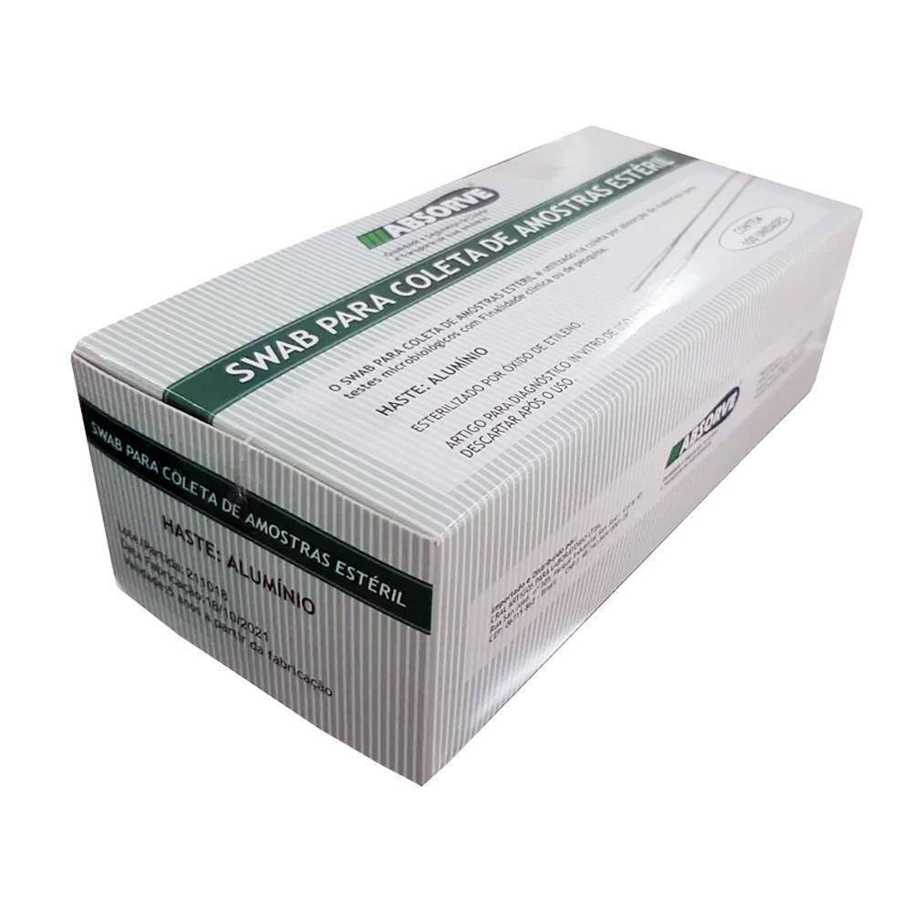 Swab Coleta Estéril | Haste Alumínio | 100 Unidades