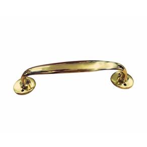 Puxador Alca Lisa Latao Fundido Dourado Com Roseta 26Cm 115M