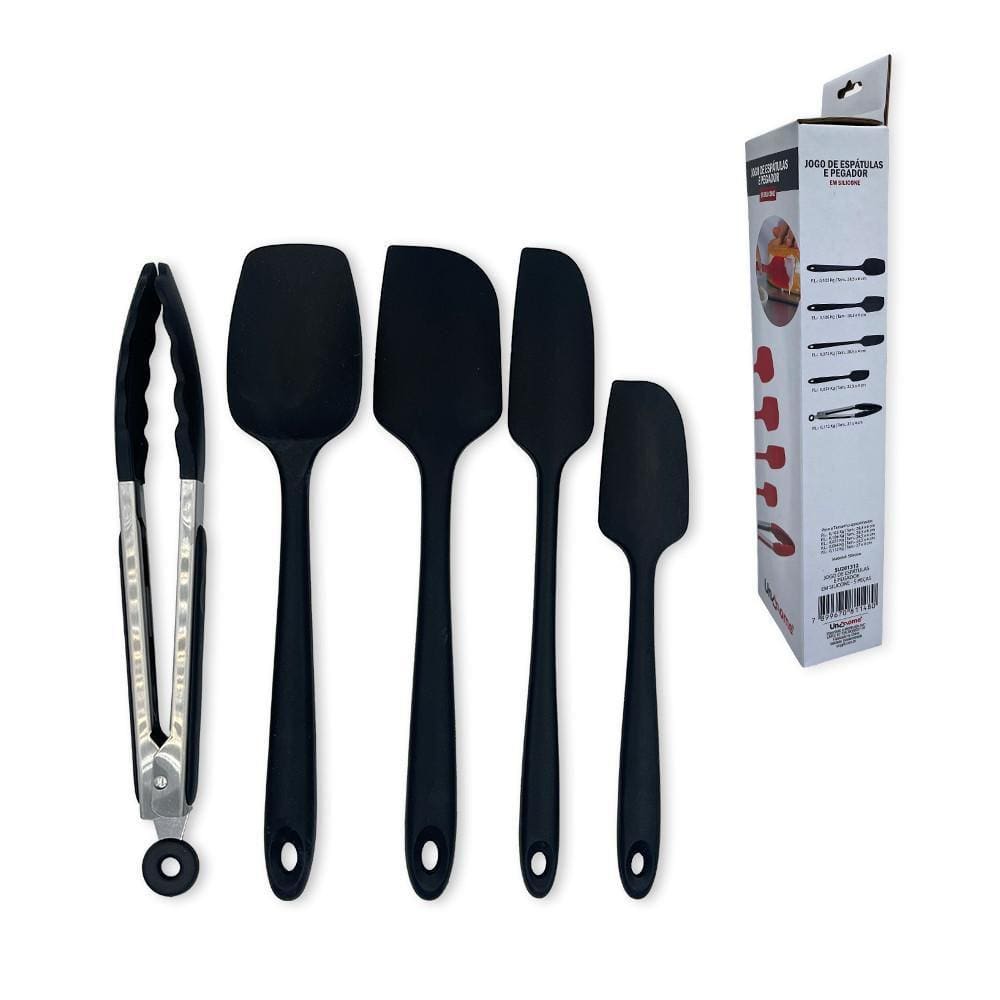 Kit 5 Espátulas Com Pegador De Silicone Para Cozinha