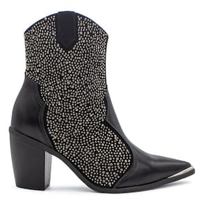 Bota Vizzano Feminina Western Salto Bloco Bico Fino Strass 3070.111