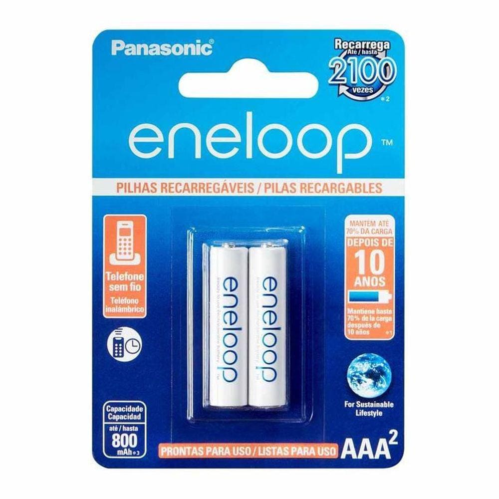 Pilha Recarregável Eneloop Std Aaa2 Panasonic 02 Unidades - Pç / 2 [F108]