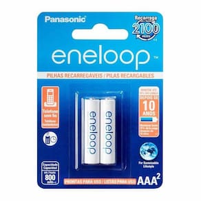 Pilha Recarregável Eneloop Std Aaa2 Panasonic 02 Unidades - Pç / 2 [F108]