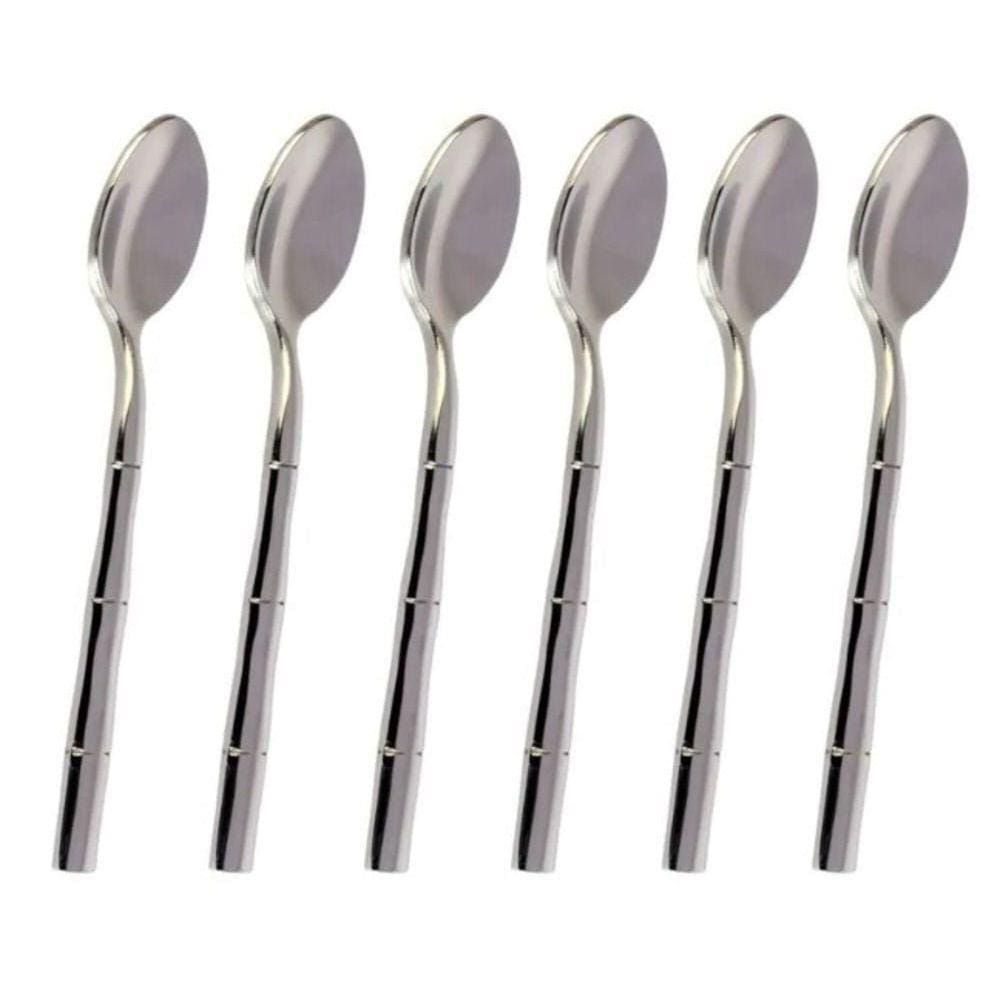 6 Colheres De Café Steel Wood Bambu Em Inox L?hermitage