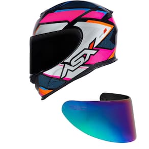 Capacete ASX Eagle Fast Preto Rosa e Branco Mais Viseira Camaleão