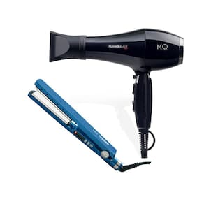 Kit Mq - Secador Cabelo Turbo Black 2400W 127V + Chapinha Prancha Alisadora Titanium Blue 450°