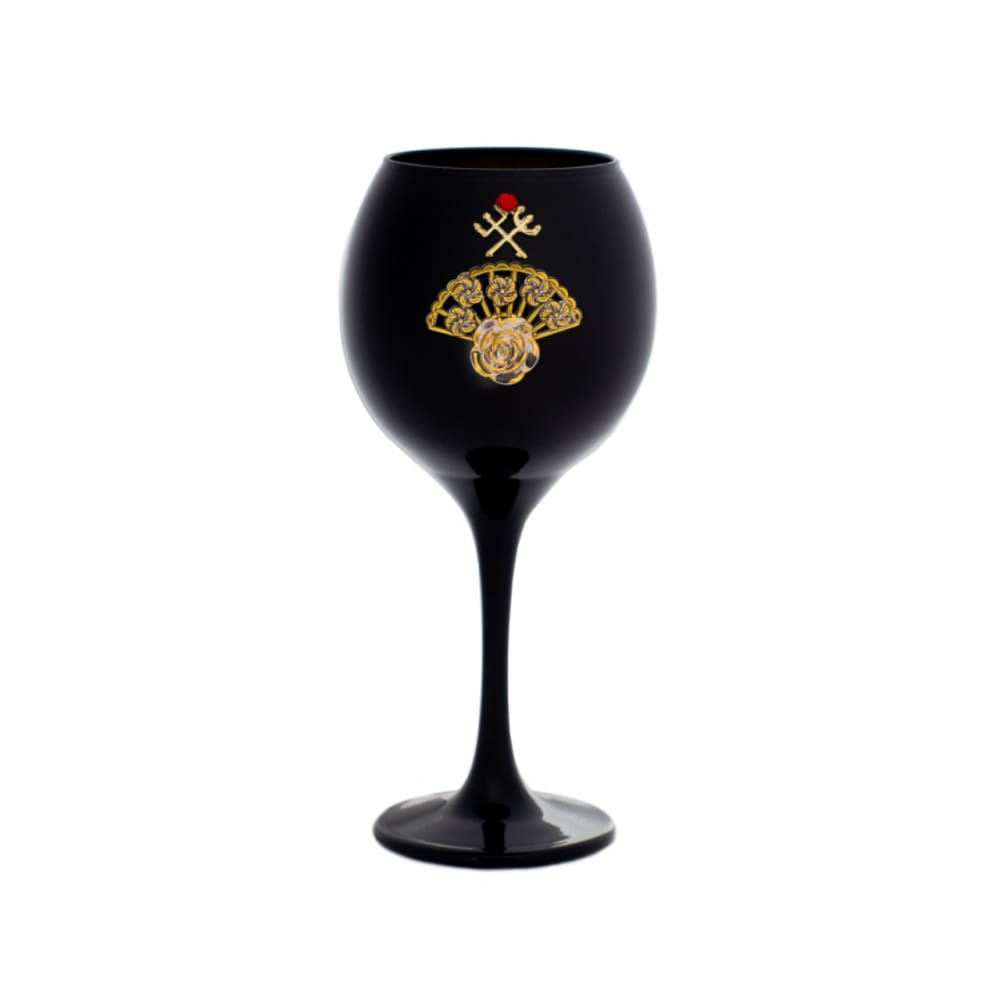 Taça Preta Pomba Gira Rosa Leq Trid Cruz 400ml 20cm Celebra