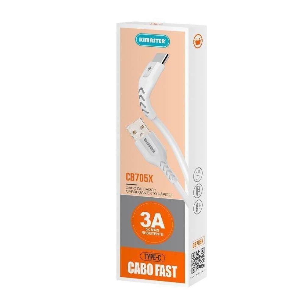 Cabo De Dados Kimaster Type-c 1 Metro 3.0a Carrega Rápido