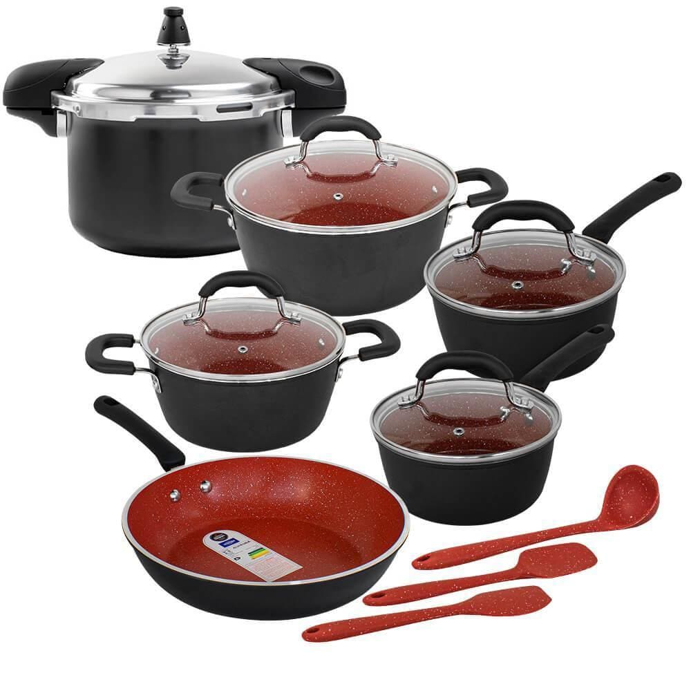 Conjunto de Panelas de Indução com Panela de Pressão de 5,4L Ceramic Life Select 9 Peças - Brinox