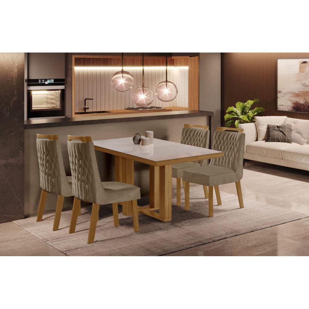 Sala de Jantar Completa com 4 Cadeiras 1,20x0,80m - Lottus Atena - LJ Móveis