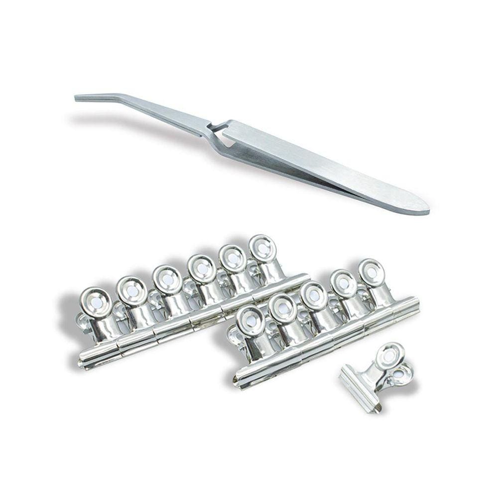 Kit Pinça Curvatura C + 12 Presilhas Unhas Gel Fibra Acrygel