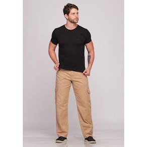 Calça Cargo Macaw Sarja 7888 Bege [F075]