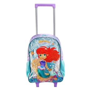 Mochila de Rodinhas Grande Escolar Sereia Encanto dos Mares
