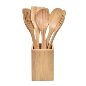Conjunto De 5 Utensílios Em Bambu E Suporte Maxwell & Williams