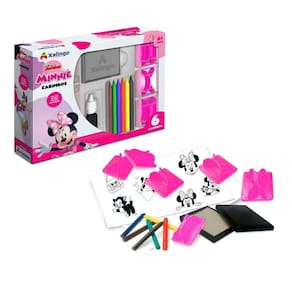 Carimbo Almofada Desenho Minnie Com Giz De Cera Colorir