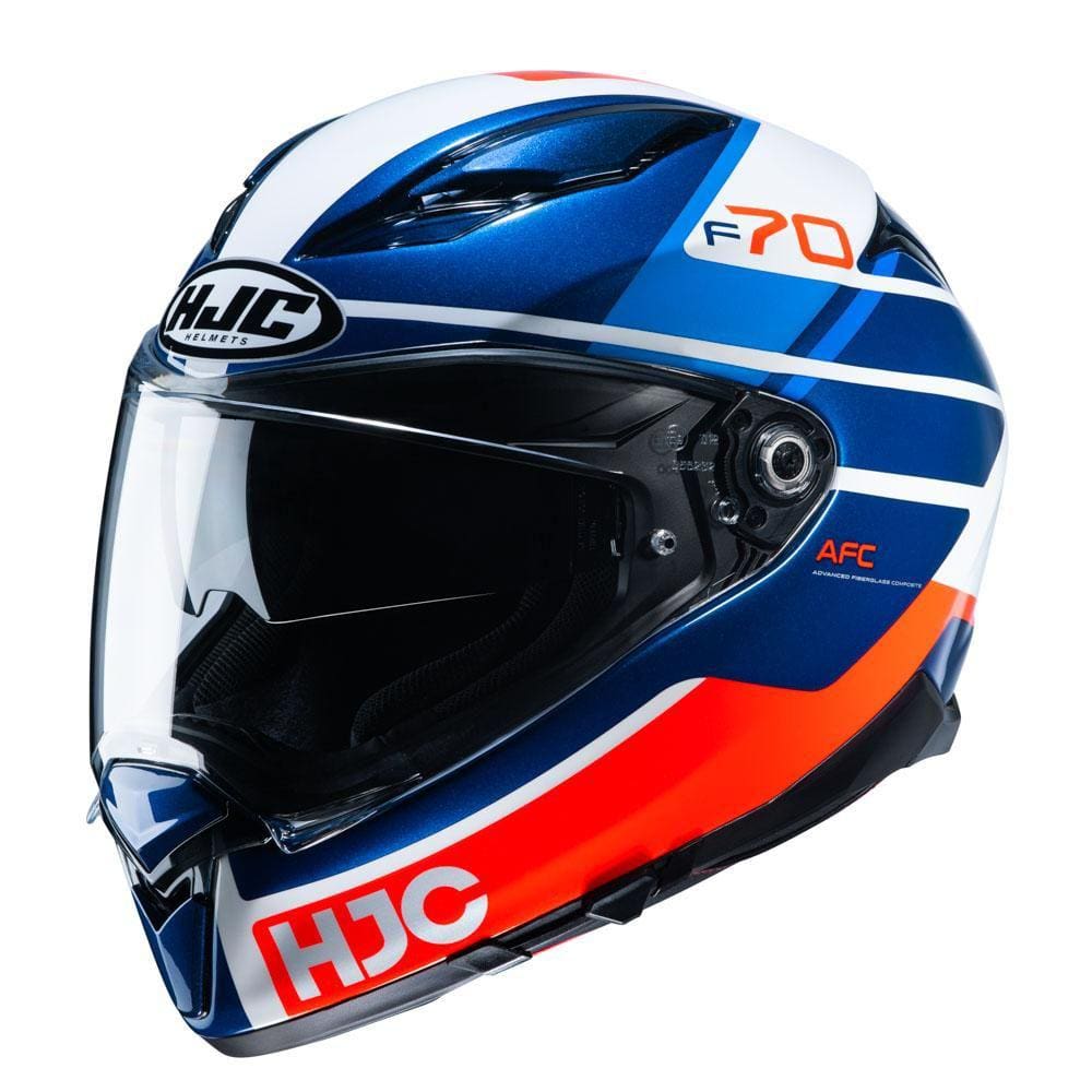 Capacete Hjc F70 Tino Azul Branco E Laranja 56 [F016]