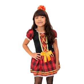 Vestido Caipira Infantil Vermelho Preto Festa Junina + Arco