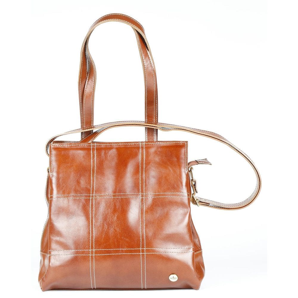 Bolsa Feminina Transversal Tiracolo Em Couro Whisky