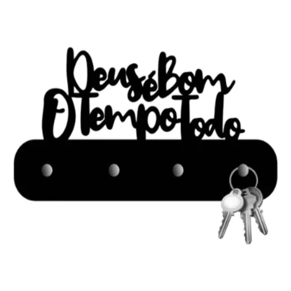 Porta Chaves Para Parede Decoração Em Mdf Preto Deus É Bom