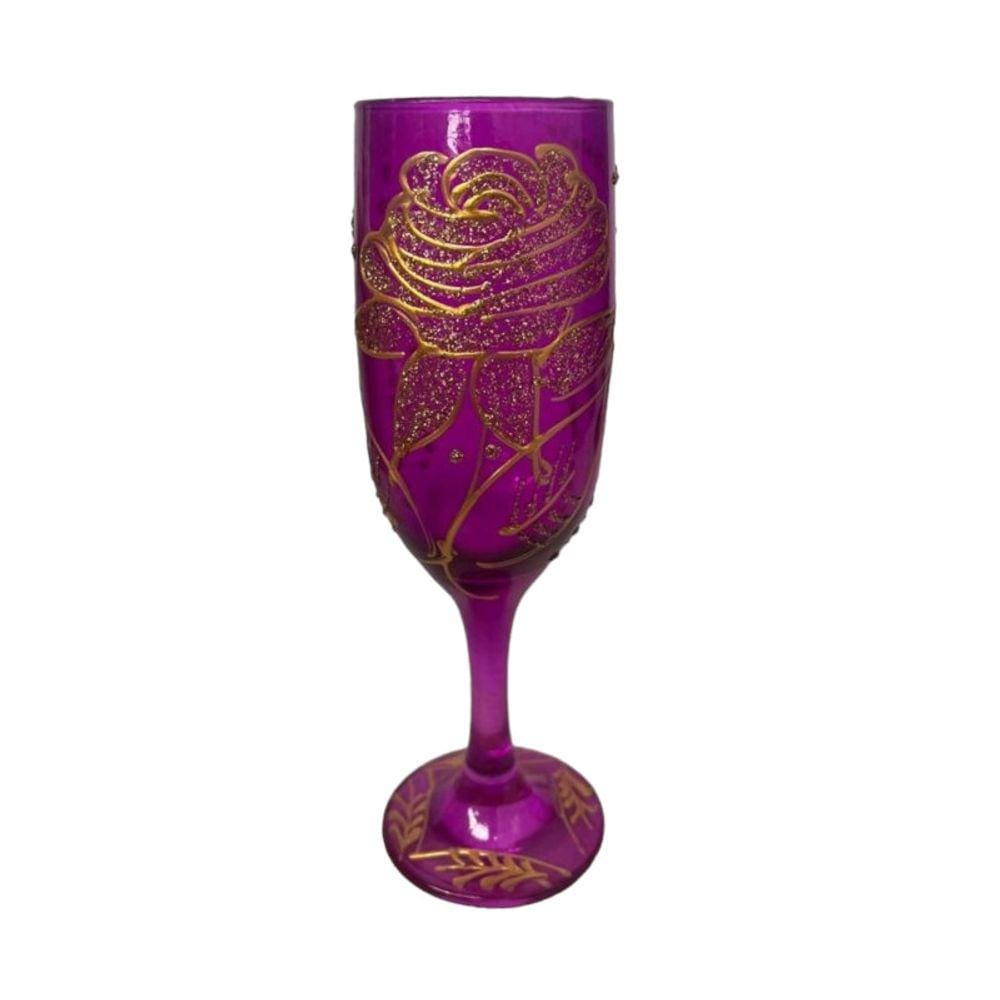 Taça Pomba Gira Roxa Rosa Cristal Gallant Luxo 150ml - Vidro