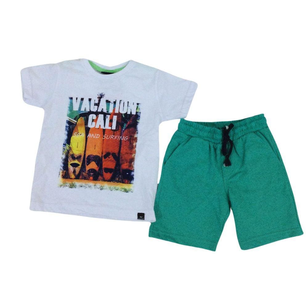 Conjunto Vrasalon Verão Masc Branco e Verde