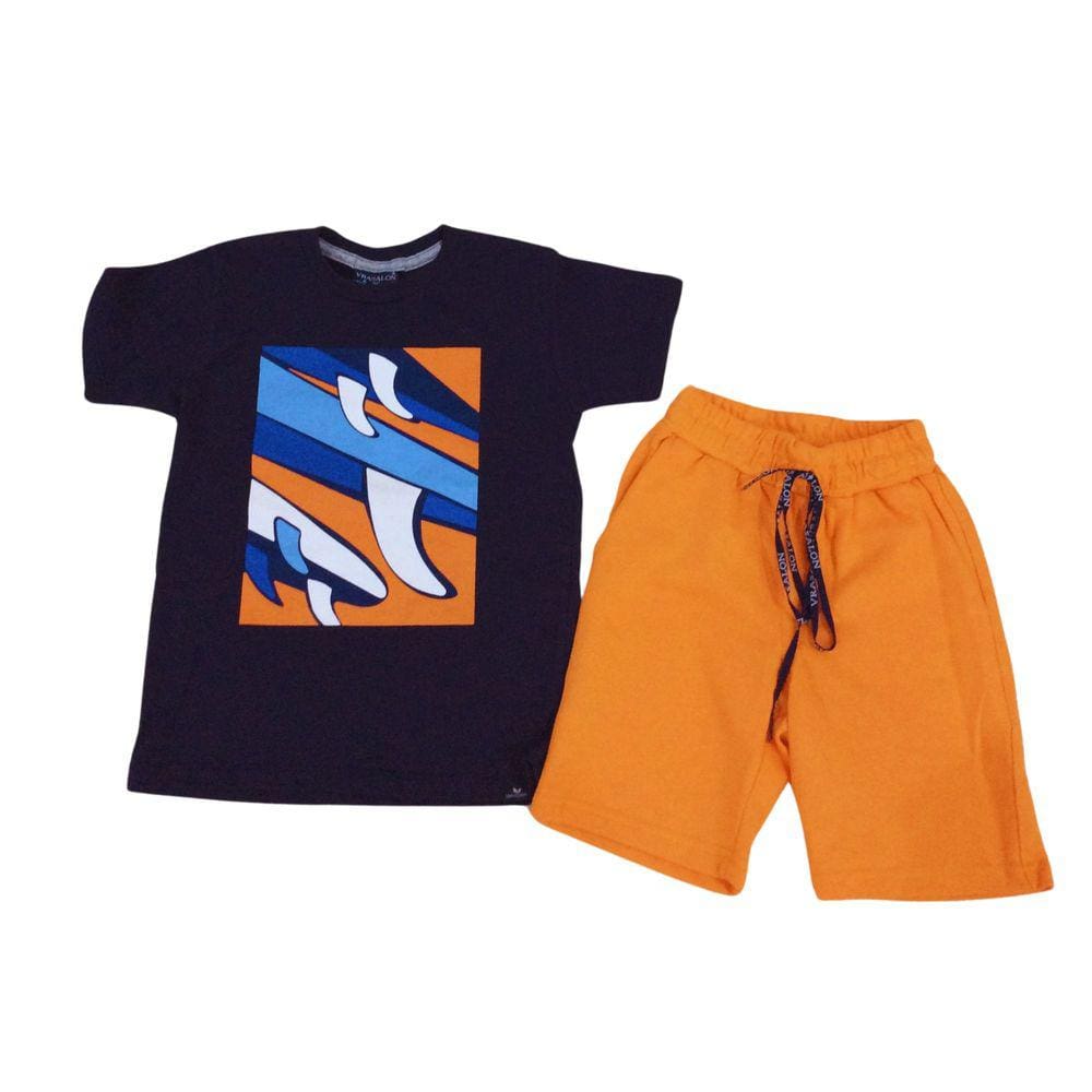 Conjunto Vrasalon Verçao Masc Marinho e Laranja