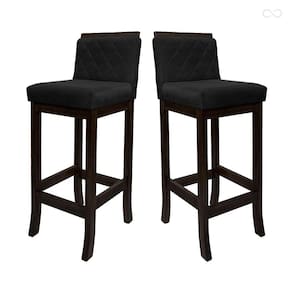 Kit 2 Banquetas Média para Ilha de Cozinha Nice Madeira Maciça Matelassê Suede Preto CCS
