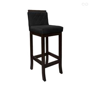 Banqueta Alta para Bancada Nice Madeira Maciça Matelassê Suede Preto CCS