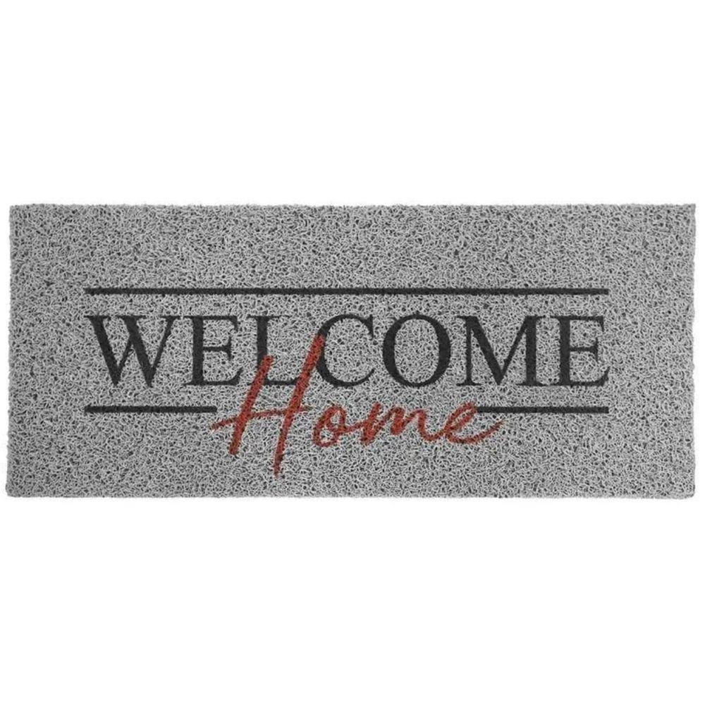 Tapete de entrada Vinil Formas Welcome Cinza 30CM X 70CM