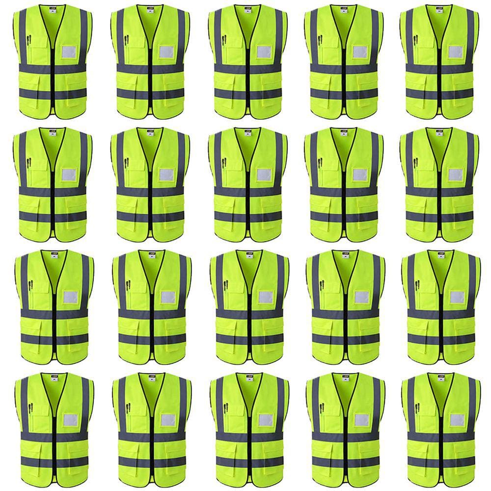 Colete Faixa Sinalizador Refletivo Kit 20 Uni EPI Obra Transito Sinalizaçao Estrada Segurança do Trabalho Blusao Fluorescente